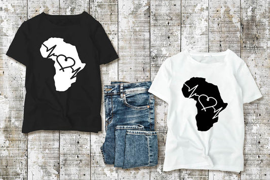 Africa Map Heartbeat ECG T Shirt