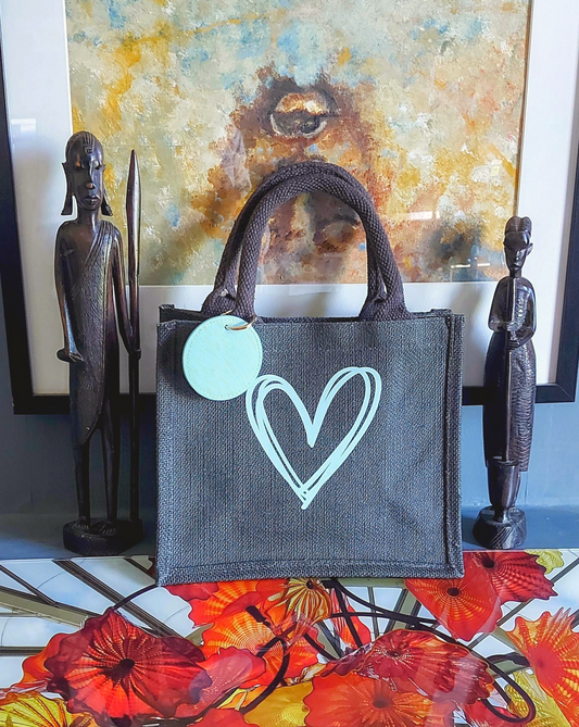 Tote Bag - Sketched Heart Blue